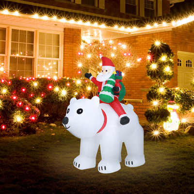 santa on polar bear inflatable